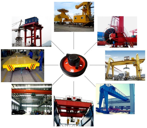 Customized Crane Trolley Wheels , Double Flange Steel Cast Crane Rail Wheels