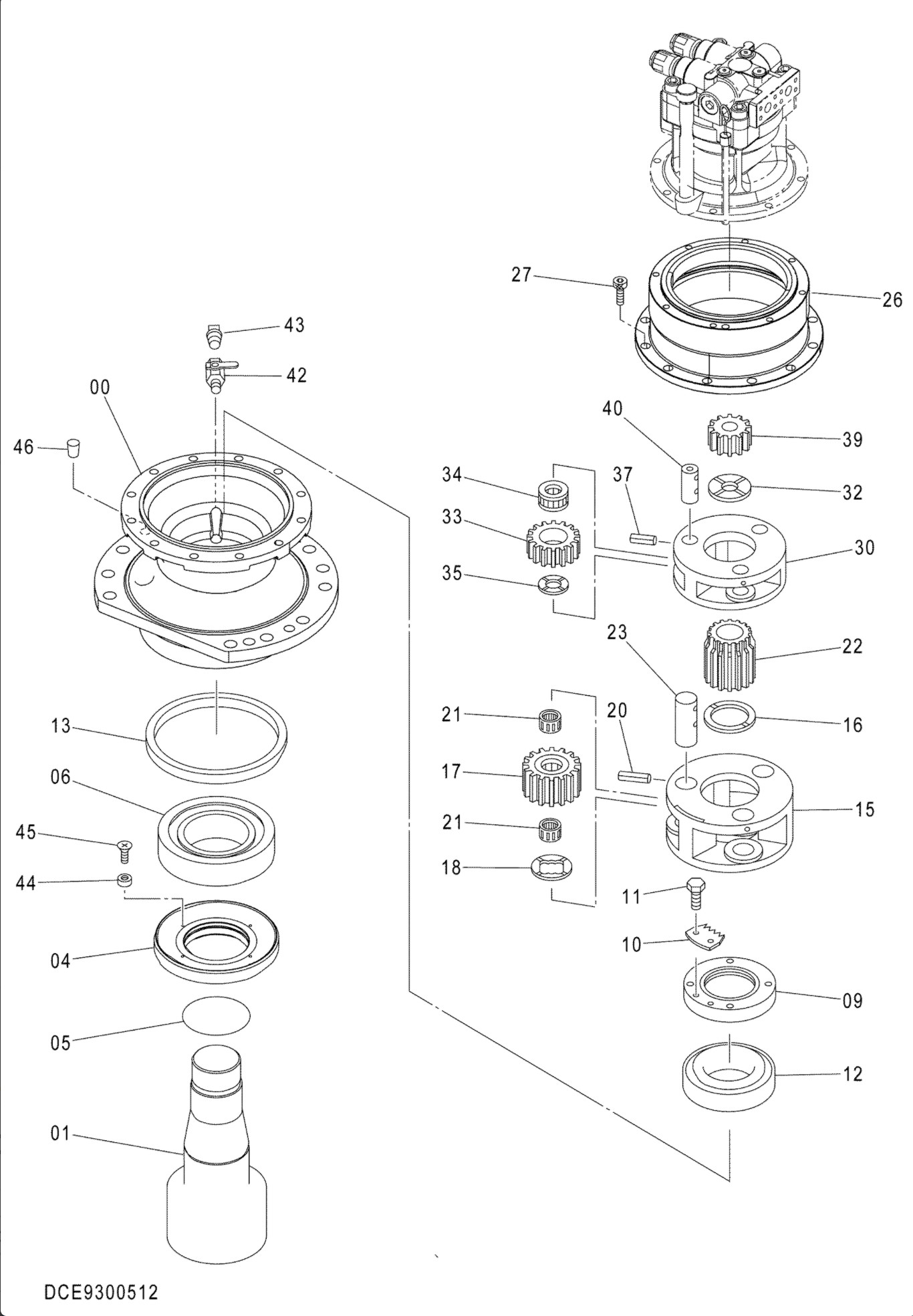 9300512 Excavator Reducer Gearbox ZAX470-5G ZAXIS470-5G