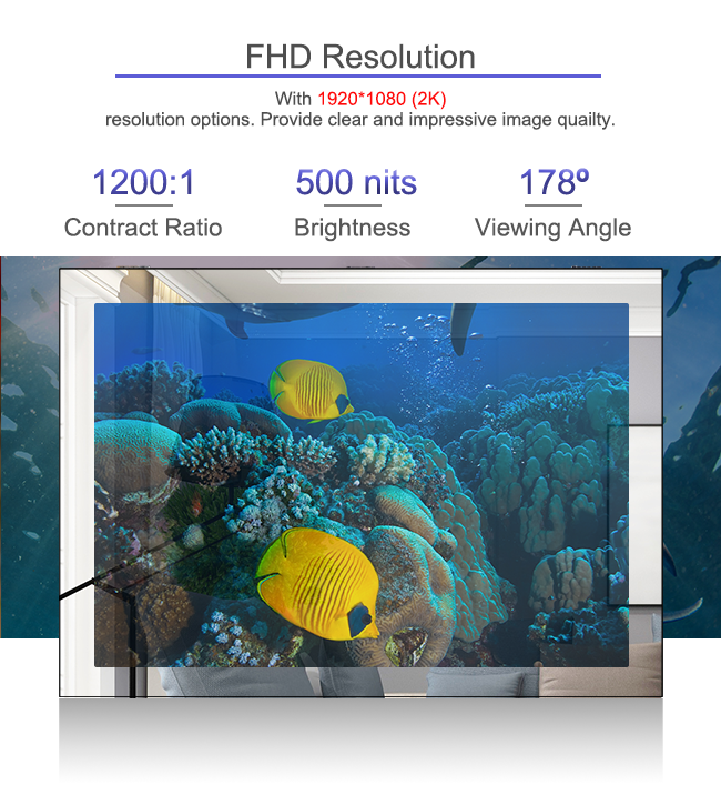 Non Touch Mirror lCD Screen For Advertisement Fans Cooling Waterproof Semi Outdoor