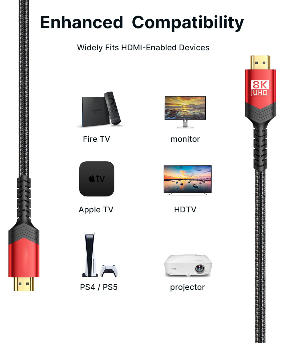 Ultra High Speed HDMI Cable 4K 120Hz 8K 60Hz 24/26/28/30 for Different Length 1m 1.5m