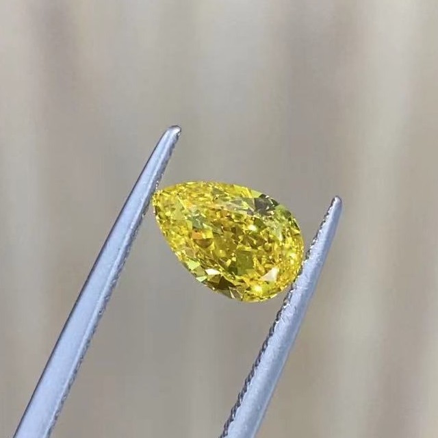2-3CTS Pear Loose Lab Created Yellow Diamond Synthetic IGI Certified