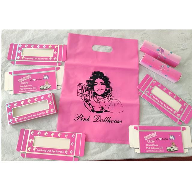 Lip Gloss Eyelash LDPE Poly Packaging Bag Die Cut Handle 35x45cm