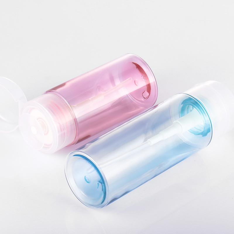 Pink Makeup Remover Cosmetic Packaging Empty Bottle Blue Nail Polish Remover Press Pump Round Dispenser Flip Cap