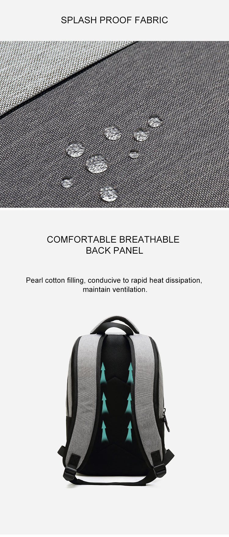 Zipper Closure 16.5 Litre Waterproof Backpack With USB Charger