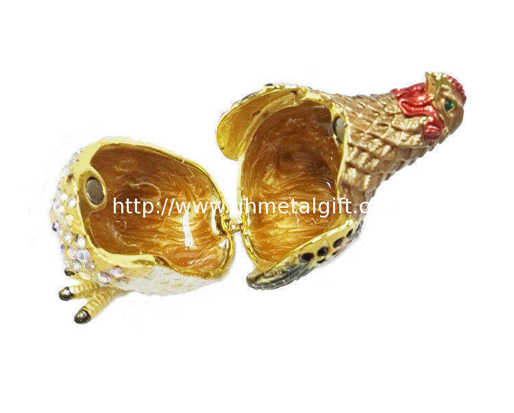 Hen hinged trinket jewelry box for new year rooster figure gifts jeweled enameled trinket boxes