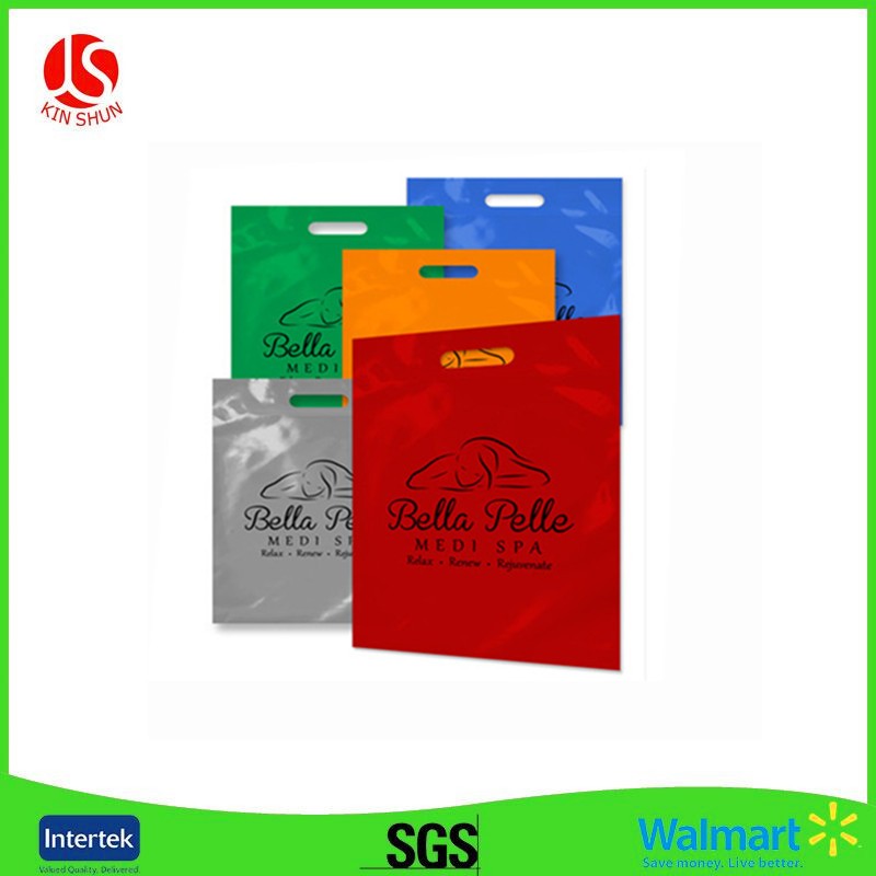 Custom Own Logo Printing Cheap Gift Plastic Die Cut Hdpe Shopping Bag