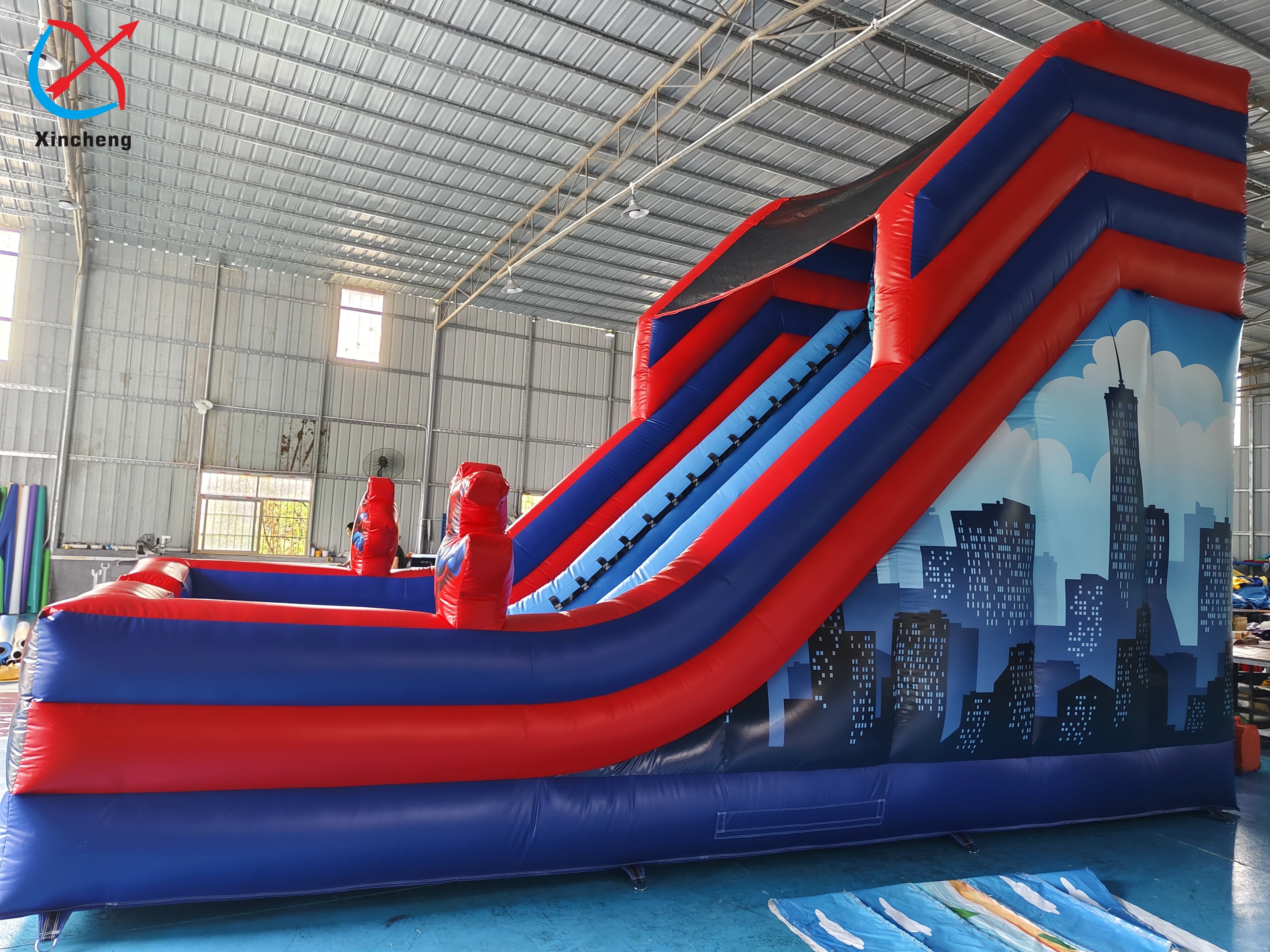 Manufacturer PVC Inflatable Slide Spiderman Hero Inflatable Double Dry Slides