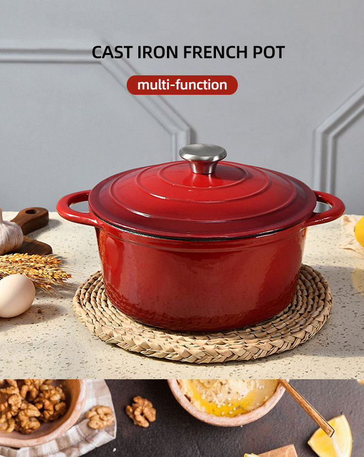 Multi Purpose Cookware Round Dutch Oven Enameled Cast Iron Soup Pot Non-stick Cooking Pot