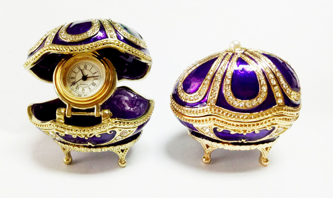 Handicraft faberge egg metal jewelry box Faberge Egg Trinket Jewelry Box with a Pearl Estee Egg Jewelry trinket box