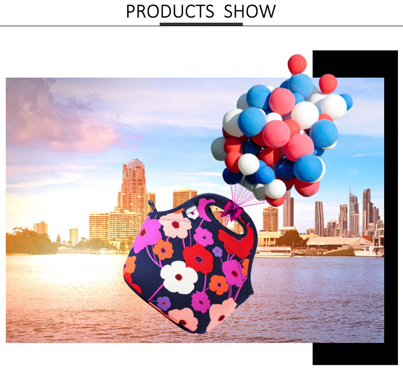 Flower Printing Waterproof Neoprene Bento Cooler Bag