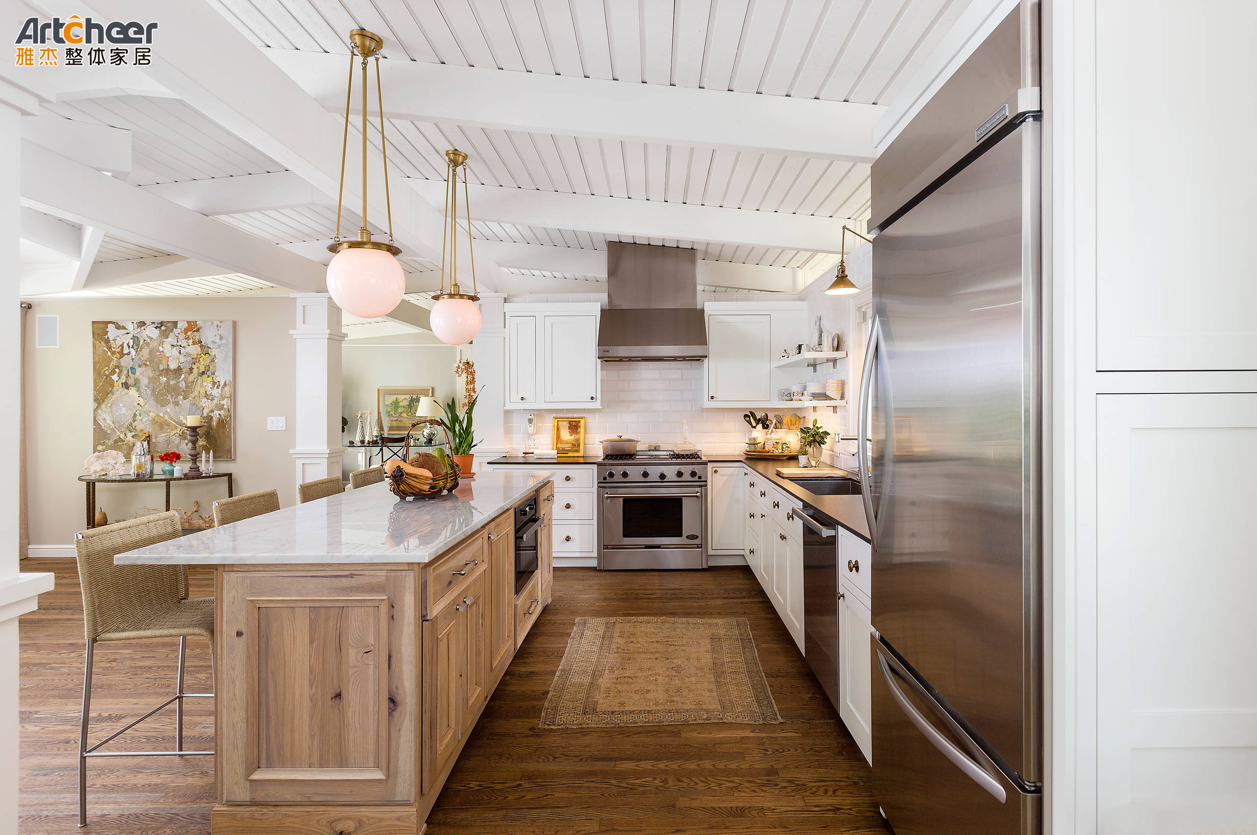 Customized Size Kitchen Furniture Solid Wood Kitchen Cabinet Sets with Grey Cupboard