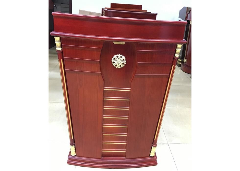 Hotel Rostrum Room Service Equipments Wood Lecture Tables With Metal Decoration