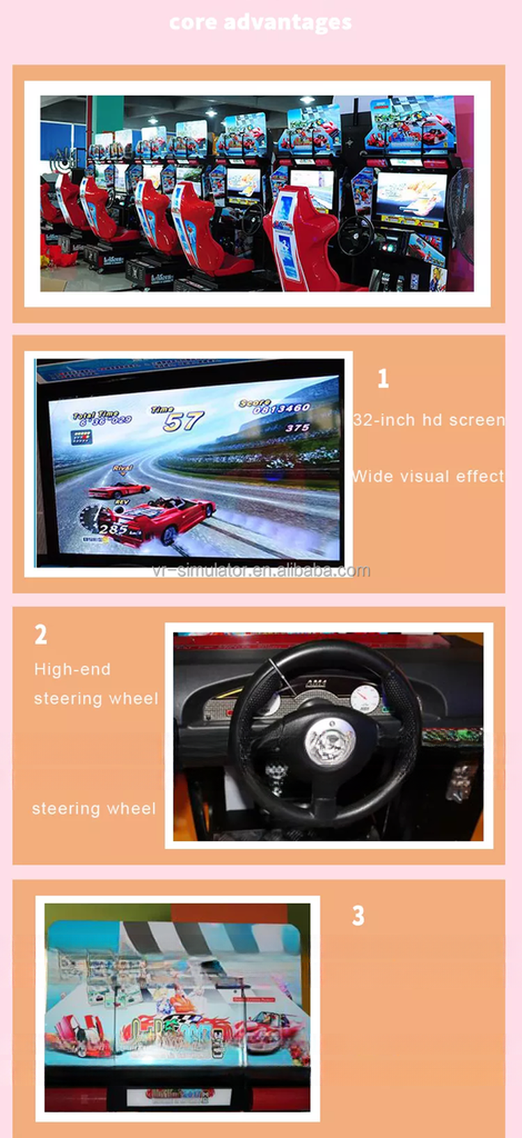 32 Inch Screen Racing Car Game Machine Coin Operation Bright Color