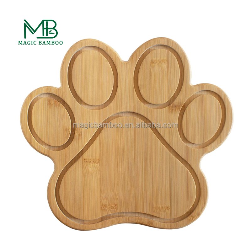 Sustainable Natural Bamboo Board Set with Paw Shaped Cheese Boards CE / EU Certified