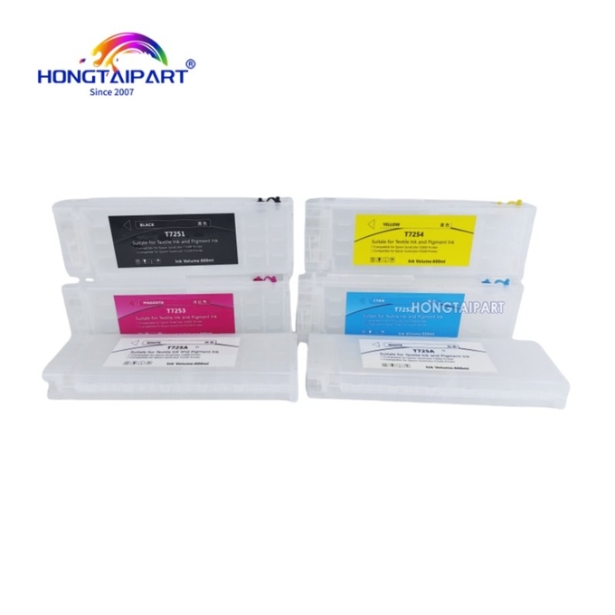 Ink cartidge T725A T725A T7251 T7252 T7253 T7254 600ml 6PCS Empty Refillable Ink Cartridge 600ml Wiith One Time Chip compatible for Epson F2100 F2000