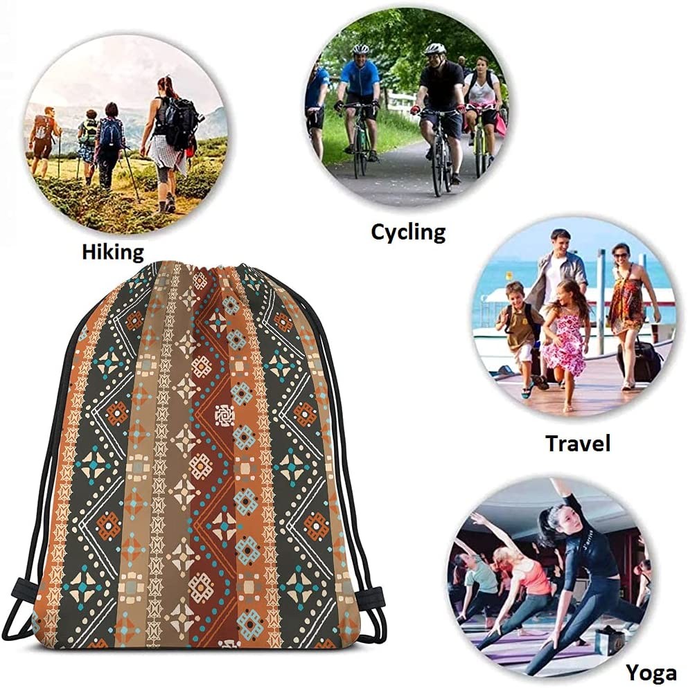 Boho Floral Drawstring Bag Backpack Bohemian Style Tribal Art Batik Seamless Pattern