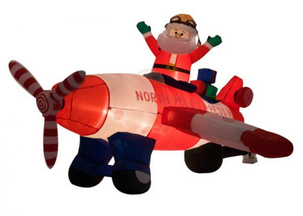 Quality Inflatable Christmas Santa Claus Flying Airplane / Air Blown Inflatable Old Man for sale