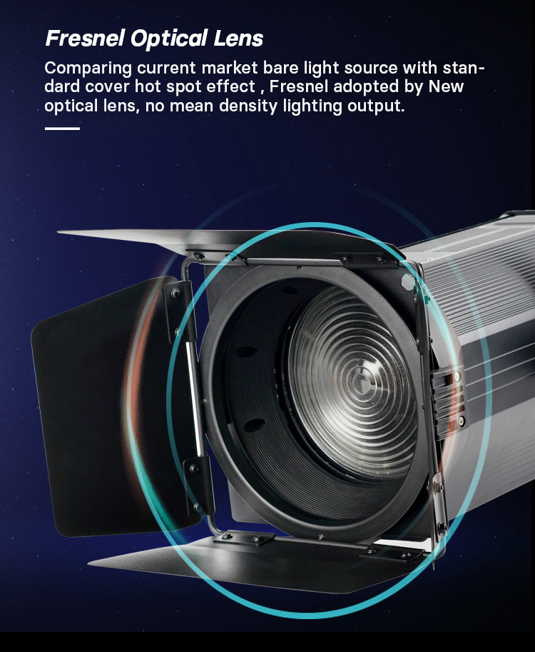 300W LED Fresnel Spotlight With Auto zoom