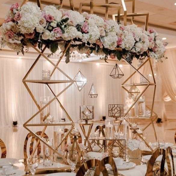 10 Candle Holder Stand Crystal Gold Table Decor 10 Arm Glass Candelabra 145cmx100cm