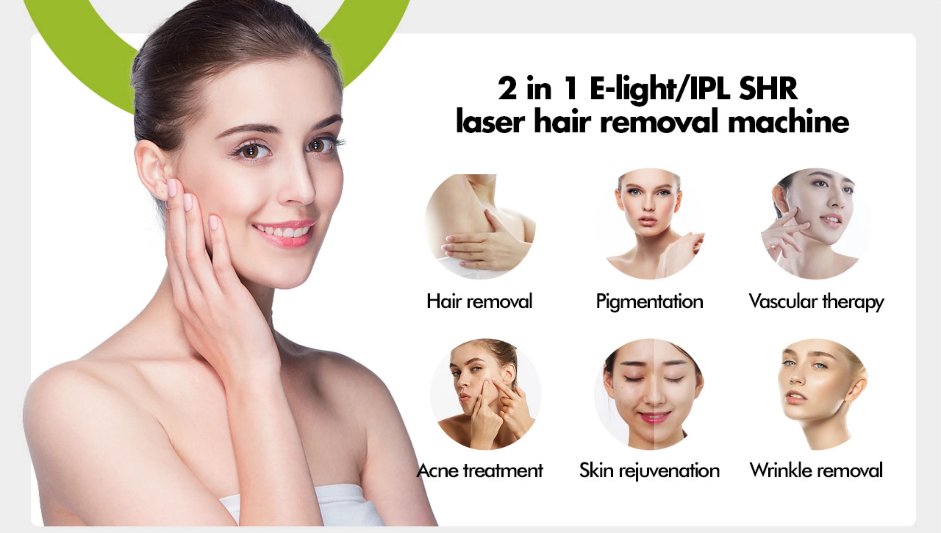 Dual Handle IPL DPL OPT Painless Hair Removal Skin Rejuvenation Machine
