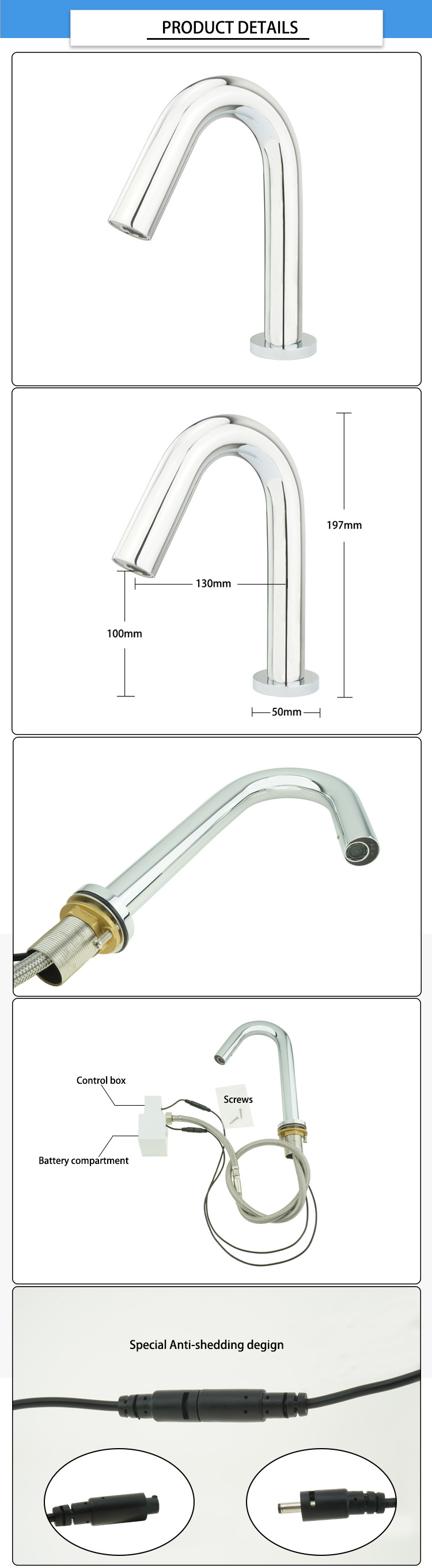 197mm High 0.3 Seconds Hand Free Smart Sensor Faucet