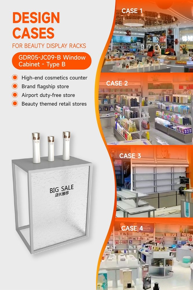 GDR05-JC09-B Beauty Display Rack with 3mm Granular Semi-Transparent Acrylic and Enhanced Visual Appeal for Fashion Boutique