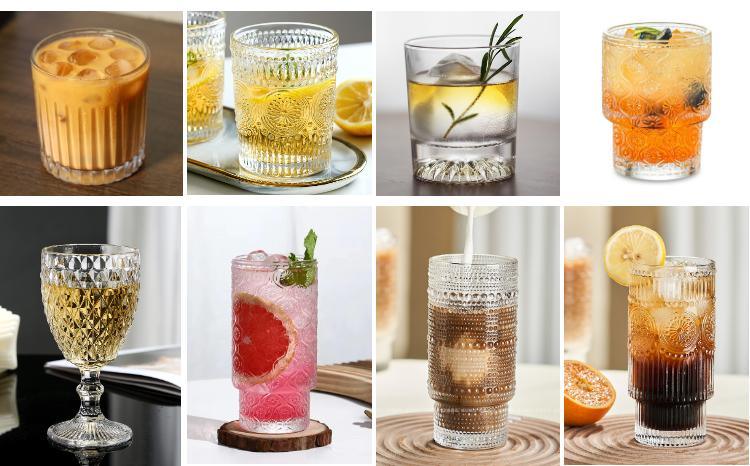 Round Etched Gold Rimmed Highball Glasses Cups For Drinking 280ml 400ml