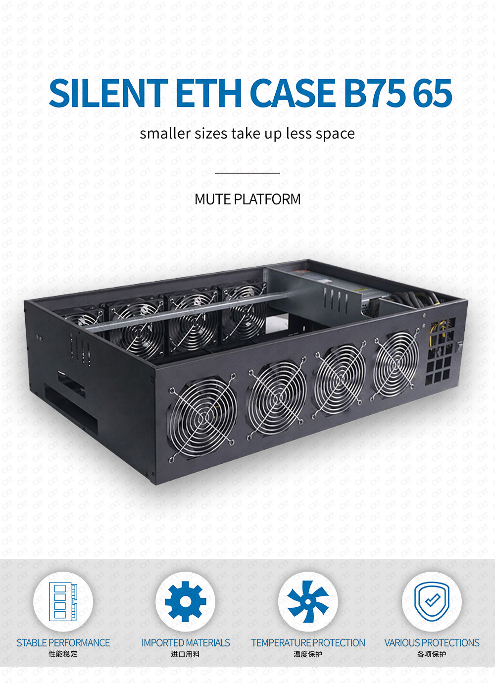 Ethereum Mining Rig Machine 2000W Power Supply 8 Cooling Fans