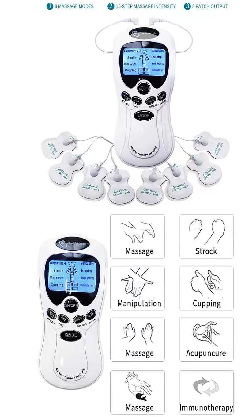 Dual Output Electric Therapy Massager Lightweight EMS Muscle Stimulator TENS Unit