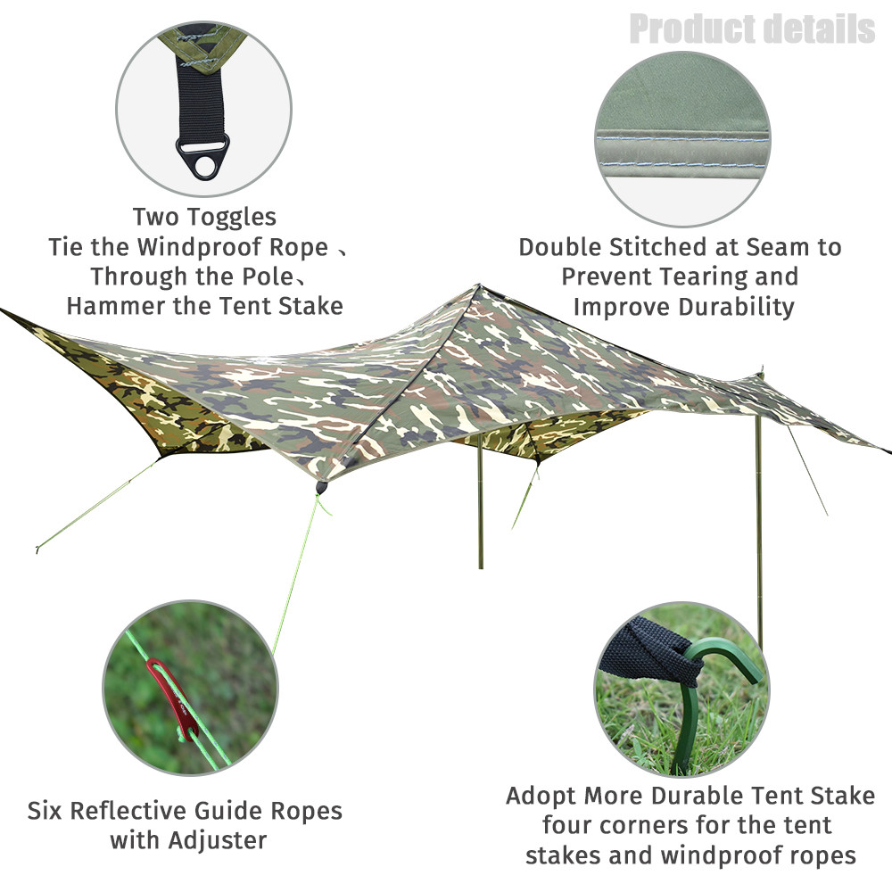 4 Persons Windproof 210T Polyester Camping Sun Shelter