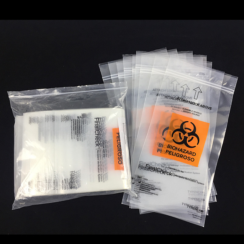 Hospital Waste Lab Biohazard Specimen Transport Bags With Zipper
