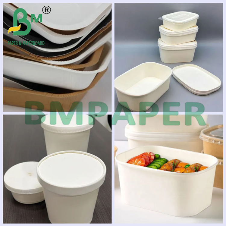 315grams Biodegradable PET Kraft Paper Food Container For Lunch Dinner
