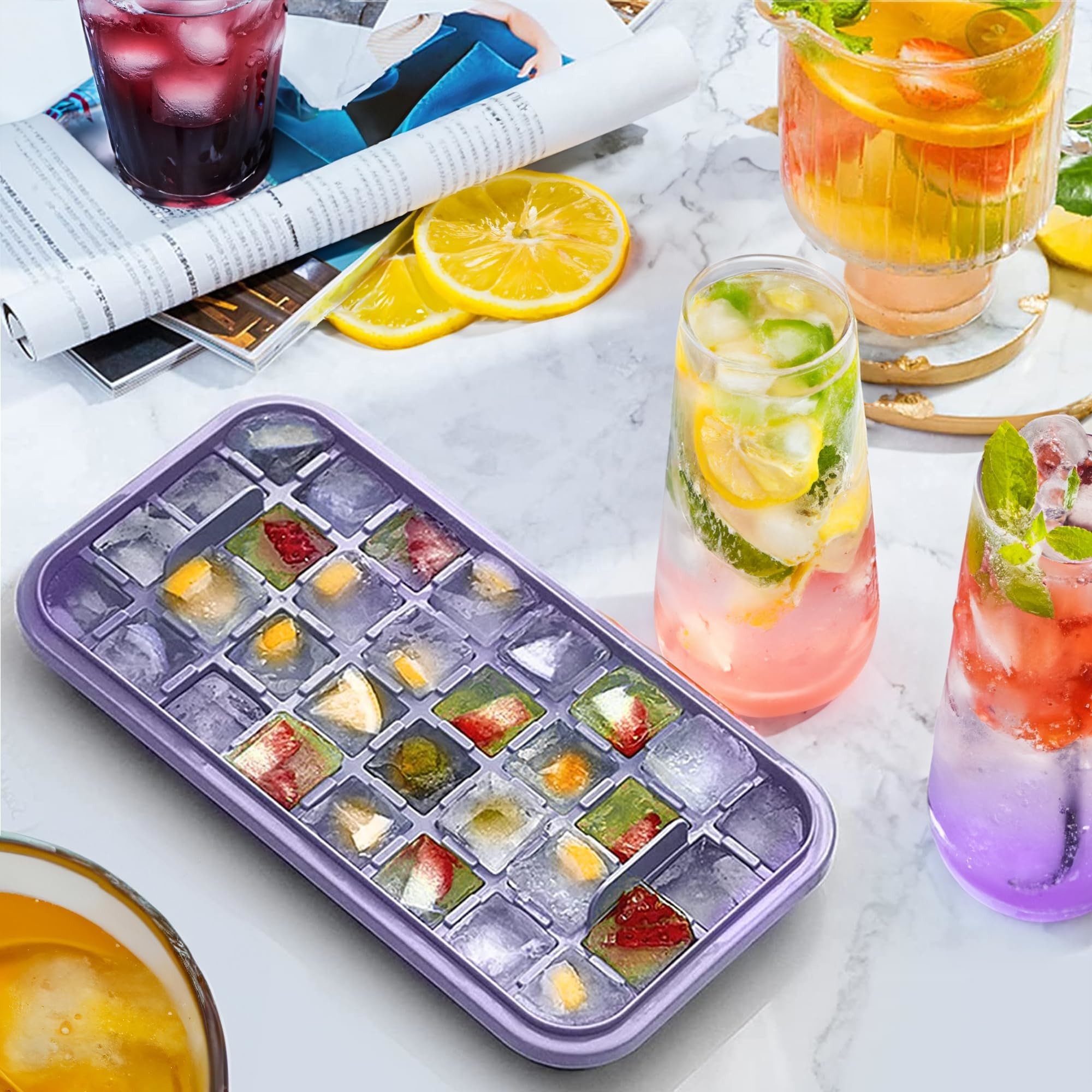 Ice Cube Trays With Lid And Bin Ice Cube Tray Mold For Whiskey Cocktail Juice Coffee