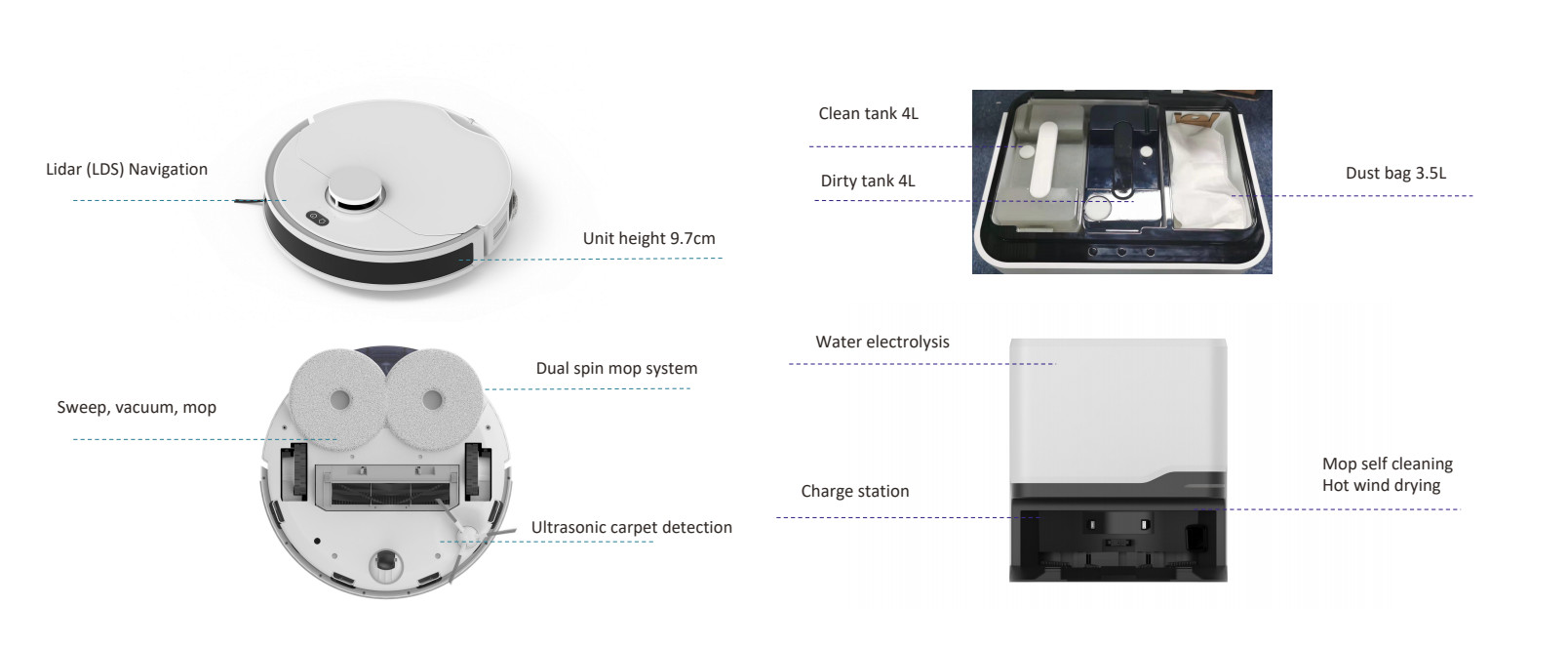 4000pa Strong Suction Pet Hair Hard Floor Vacuum Cleaner Self Charging
