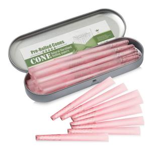 China Pink 1 1/4 Size Rice Organic Cigarette Rolling Papers With Tips on sale