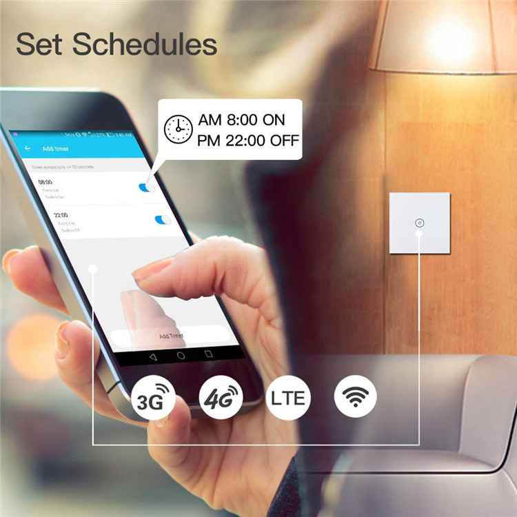 UK Standard TUYA Esp8266 Wifi Enabled Light Switch Compatible With Alexa And Google