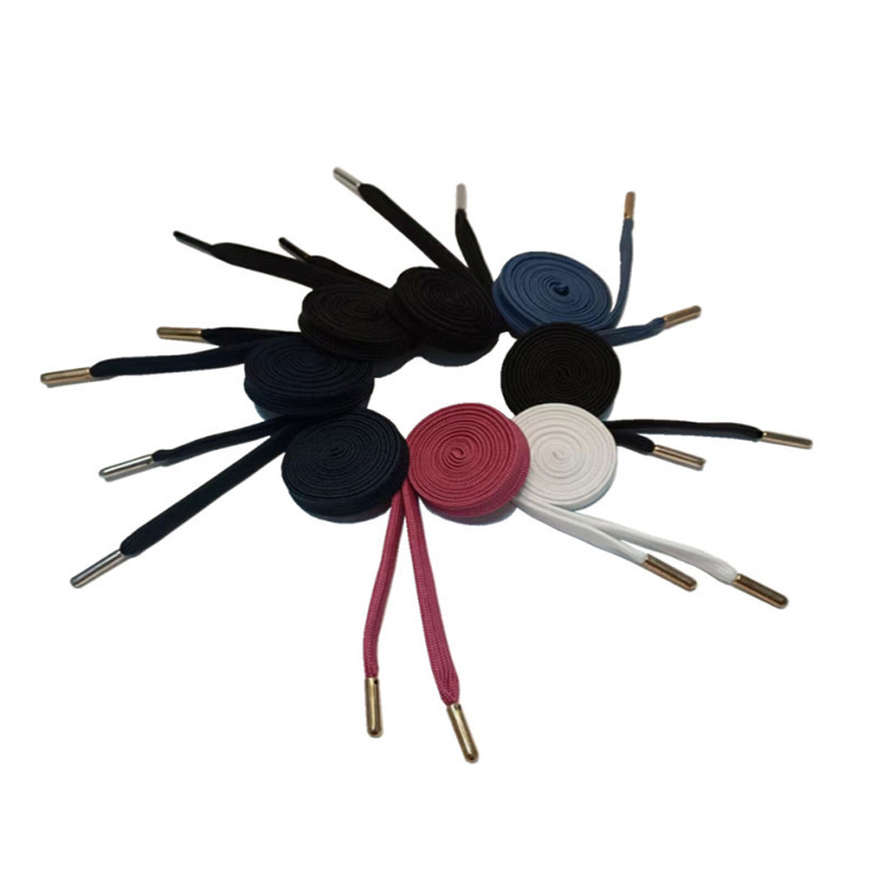 Black Red Polyester Cord Shoe Laces With Metal Tips Custom Made
