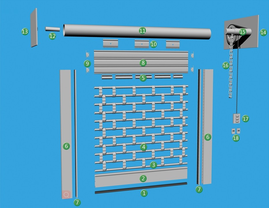 Aluminum Flower Tube Security Grill Roll Up Door Customized Available