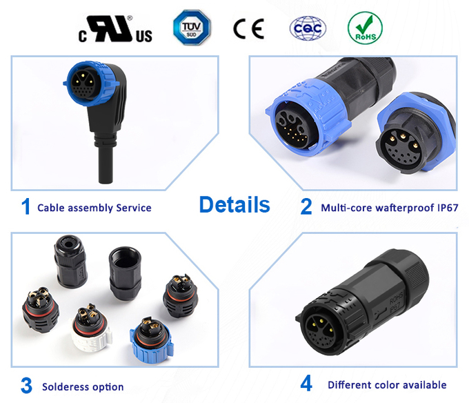 5Pin Male Female IP67 Waterproof Connector,High Current Rated 30A With Push Lock Design 2