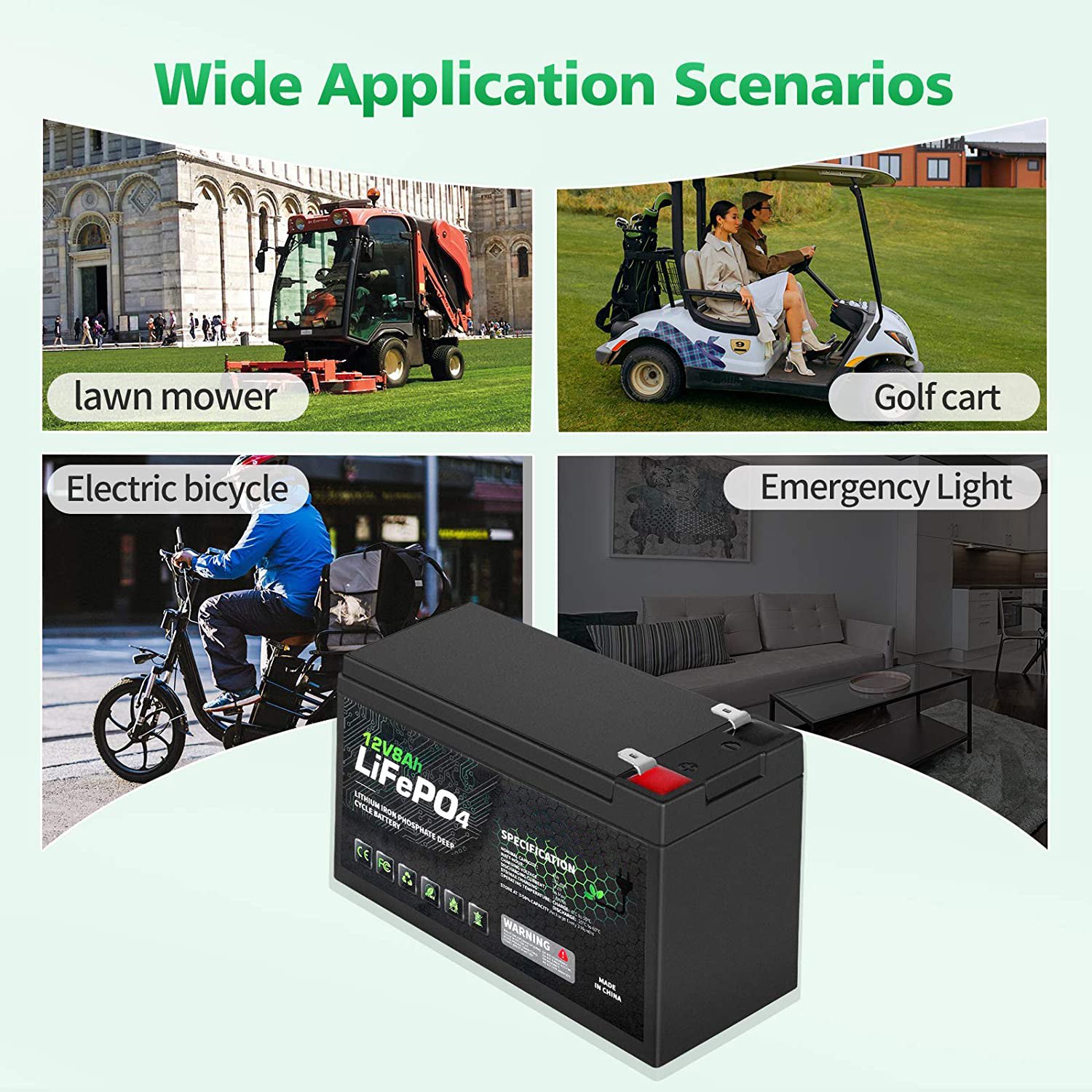 RV Solar Lithium Phosphate Battery Marine 12V 8Ah Lead Acid Battery Replacement