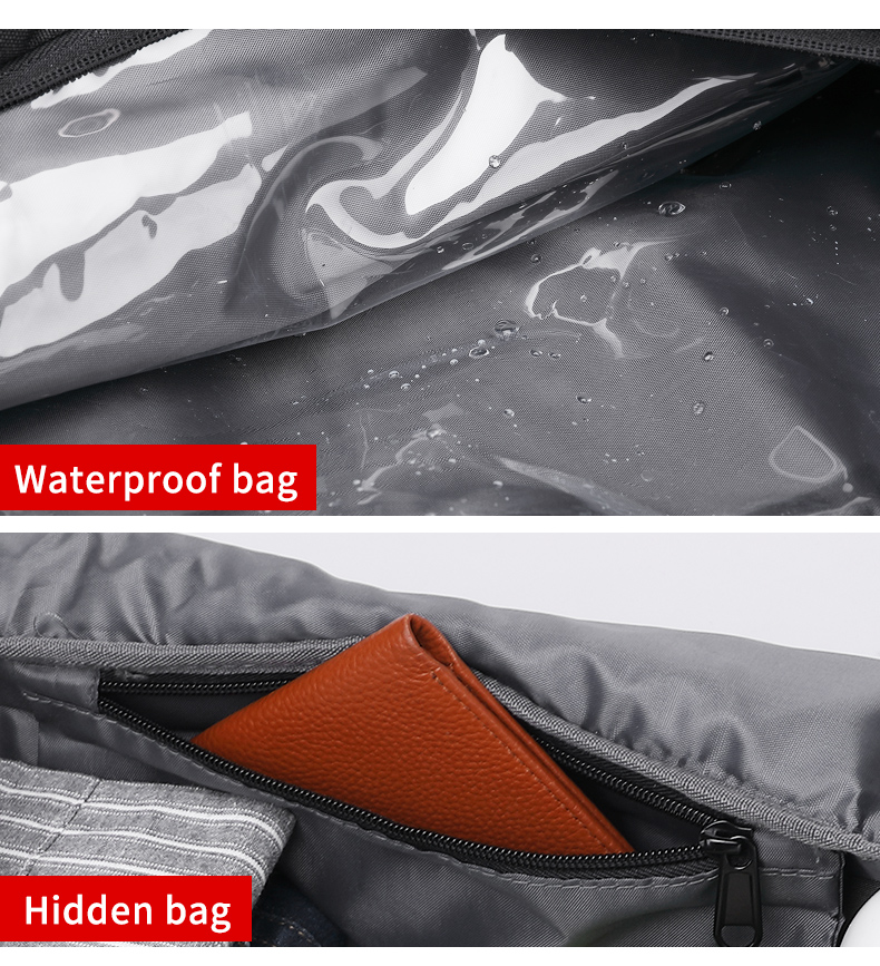 Water Retardant Leather Nylon Workout Duffle Bags Unisex 43cm Length