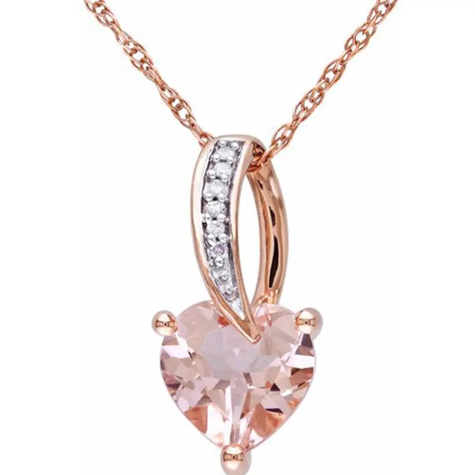 New Design Rose Gold Plated Morganite Stones Women Gift Wedding Pendant Necklace