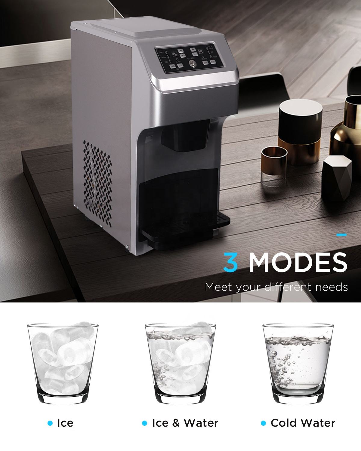 Ice Roller Maker 35KG Automatic Countertop Water Dispensers for Commercial Home Business Nugget Ice Block Making Machine