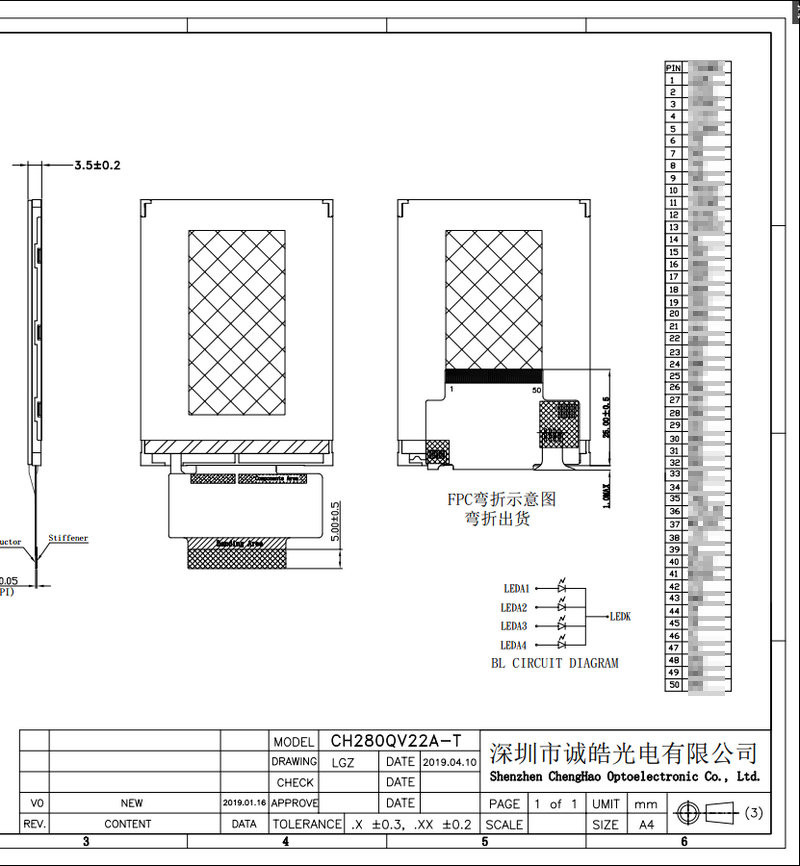 2.8" 240x320 Resistive Touch Screen Monitor With SPI MCU Interface