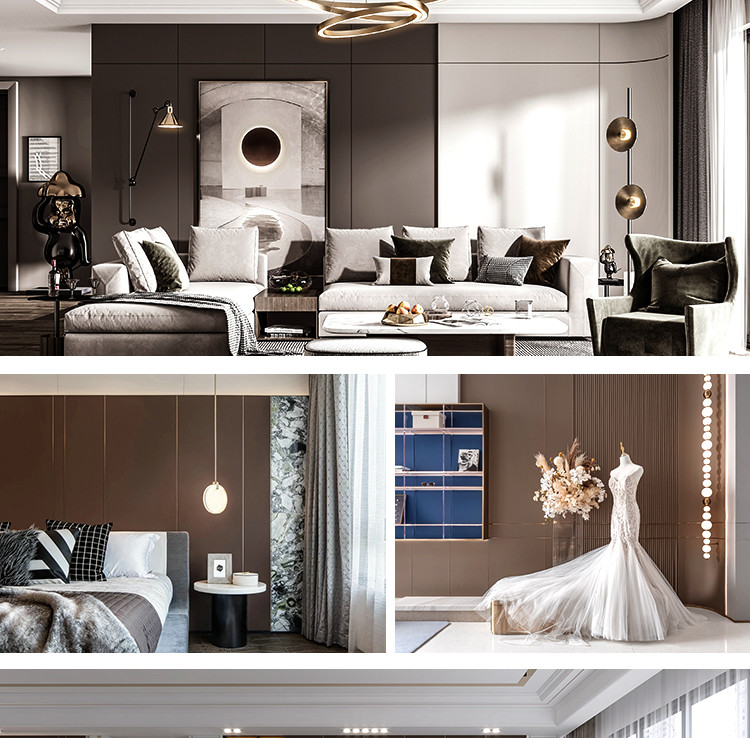 Hotel Interior Bamboo Charcoal Wood Veneer Paneling Water Resistance