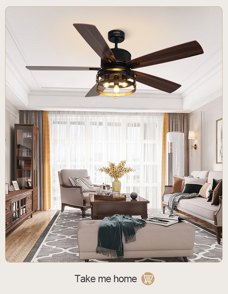 2022 Classic Ceiling Fan with Remote Control and Fancy Light Support Dimmer NO