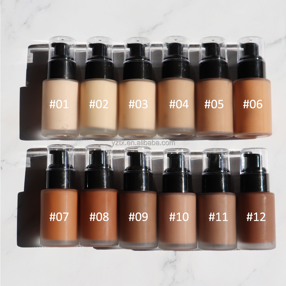 Private Label Makeup Foundation Full Coverage Liquid Foundation Wholesales No Logo 12 Colors Female Waterproof Body Foundation