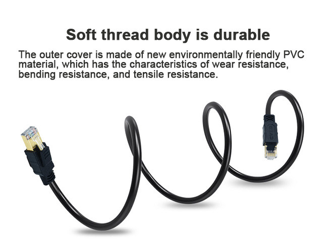 Ethernet Network Cable Oxygen Free Copper Cat8 2000mhz 40G