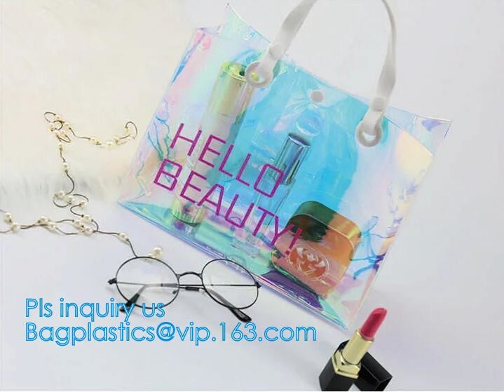 Summer Beach Bag Clear PVC Shoulder Bag new style, Fashion transparent jelly iridescent manufacturer clear shoulder purs