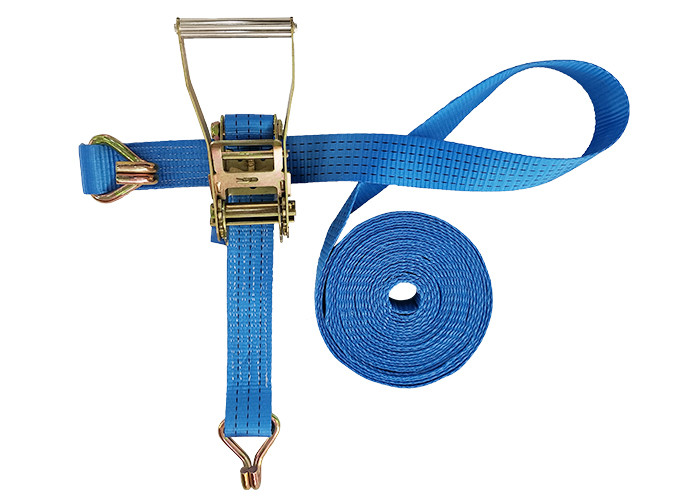 Blue Label Self Tightening Ratchet Straps , Ratchet Straps With Safety Hooks